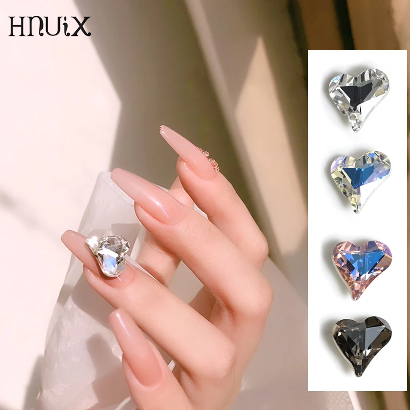 

New 10 pcs Nail Art Heart Diamond Jewelry 12x13mm Pointed Bottom Shaped Gems Big Peach Heart Shap Diamond Nails Decorations