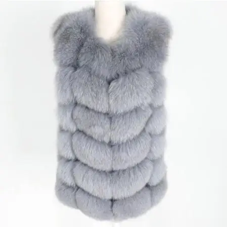 short vest 2 Женская мода осенний зимний стиль настоящая лисица пальто жилет тонкий круглый вырез зимний женский натуральный мех куртка пальто жилет - Цвет: short vest 2