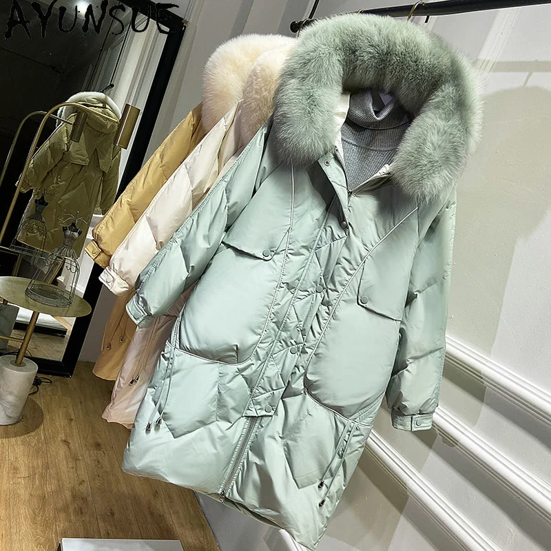 

Women's Down Jacket Warm Winter Coat Female Jacket Real Fur Collar Hooded Women Parkas Thick Clothes Mujeres Abrigos Pph1265