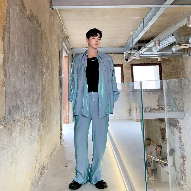 Мужская Повседневная рубашка с длинным рукавом свободная винтажная уличная