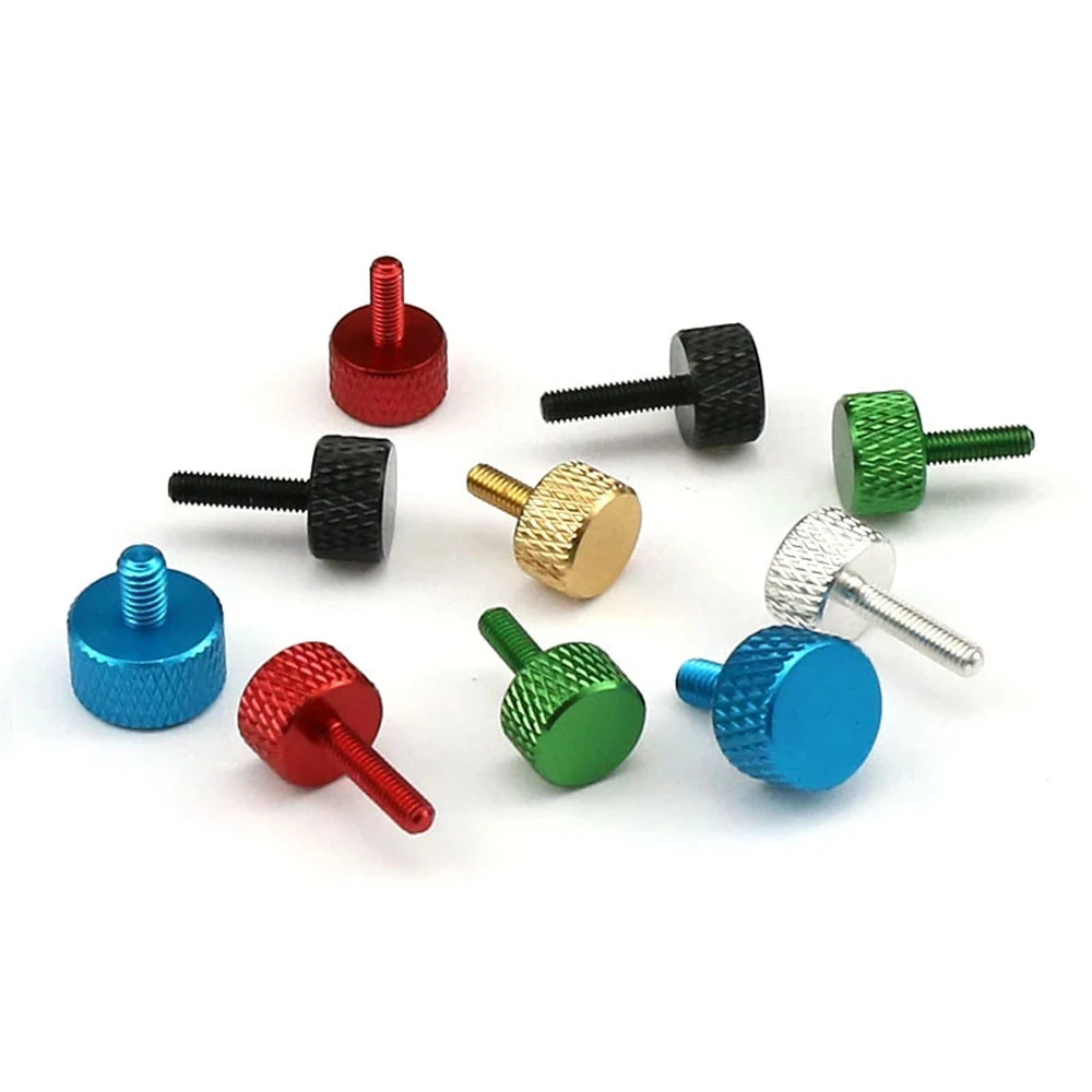 5pcs/10pcs M3 *6/8/10/12mm Length Aluminum Knurled Hand Tighten Thumb Screw Anodized For PC Computer Case Adjustment Screws |