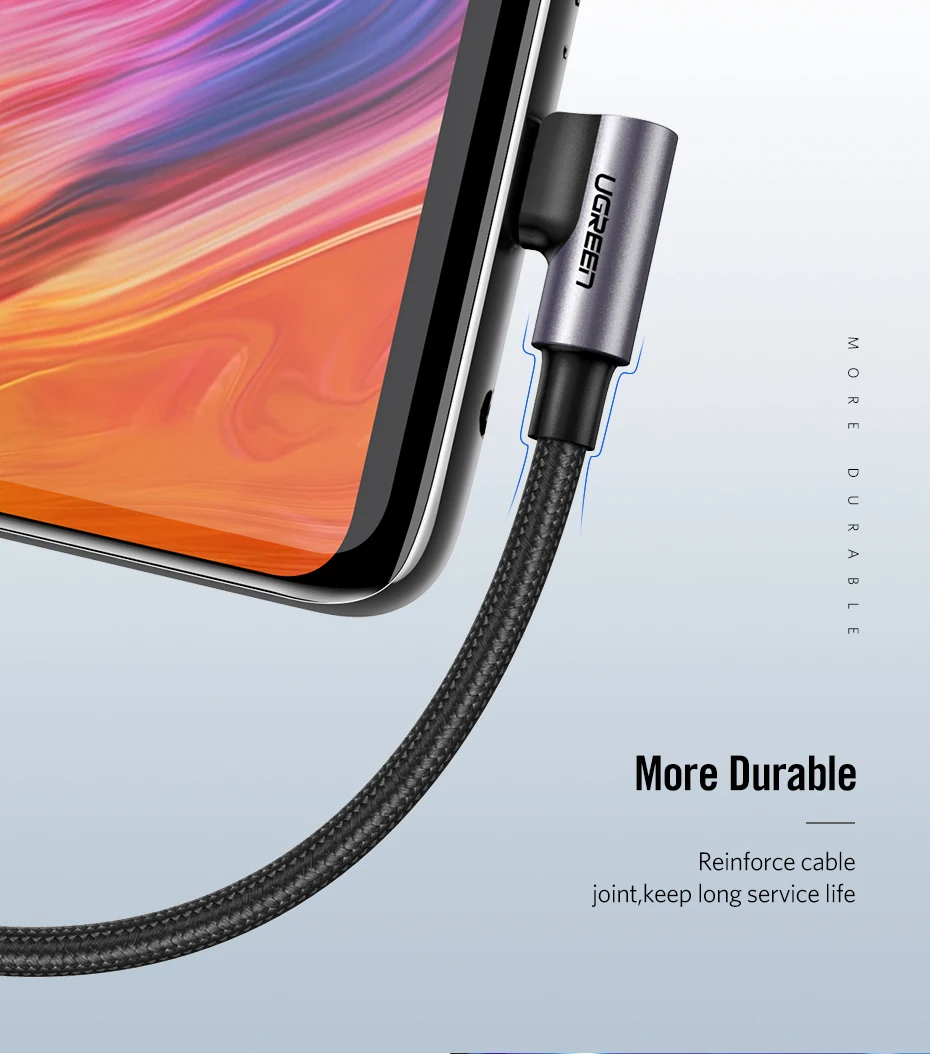 Ugreen 90 градусов usb type c кабель передачи данных для быстрой зарядки зарядное устройство для samsung s9 s8 huawei xiaomi9 usb c кабель короткий 2 м Android