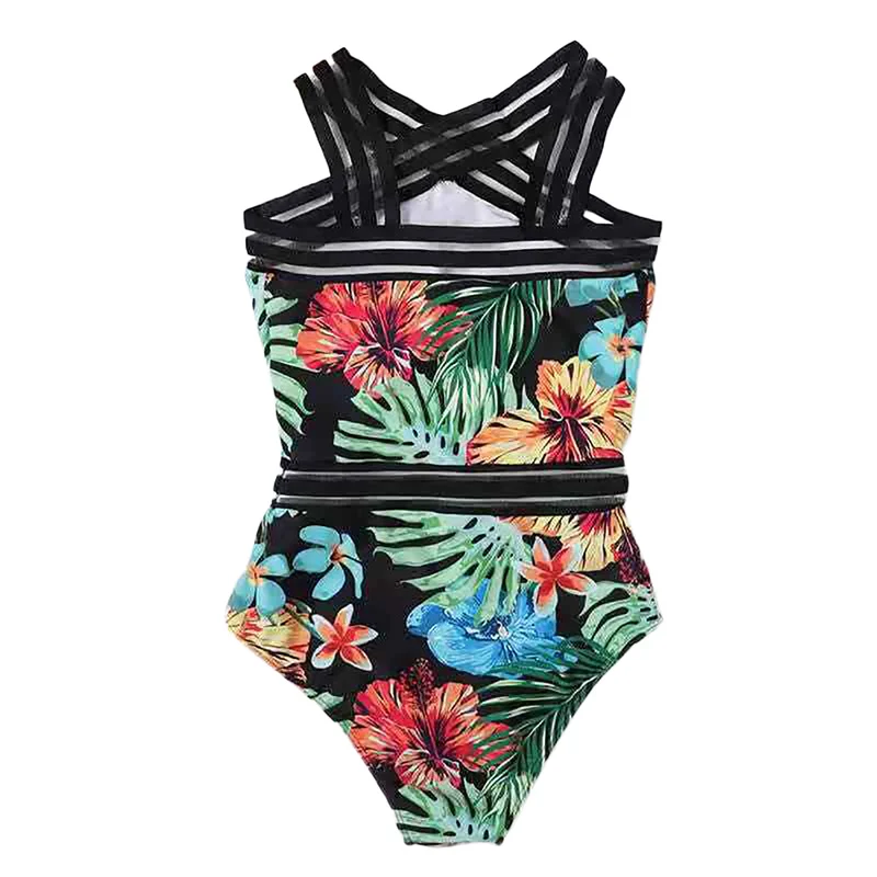 

2021 summer new casual Women\u2019s Sexy One-piece Bikini Fashion Butterfly/Plant Print Backless High-waist Slim Fit Swimsuit