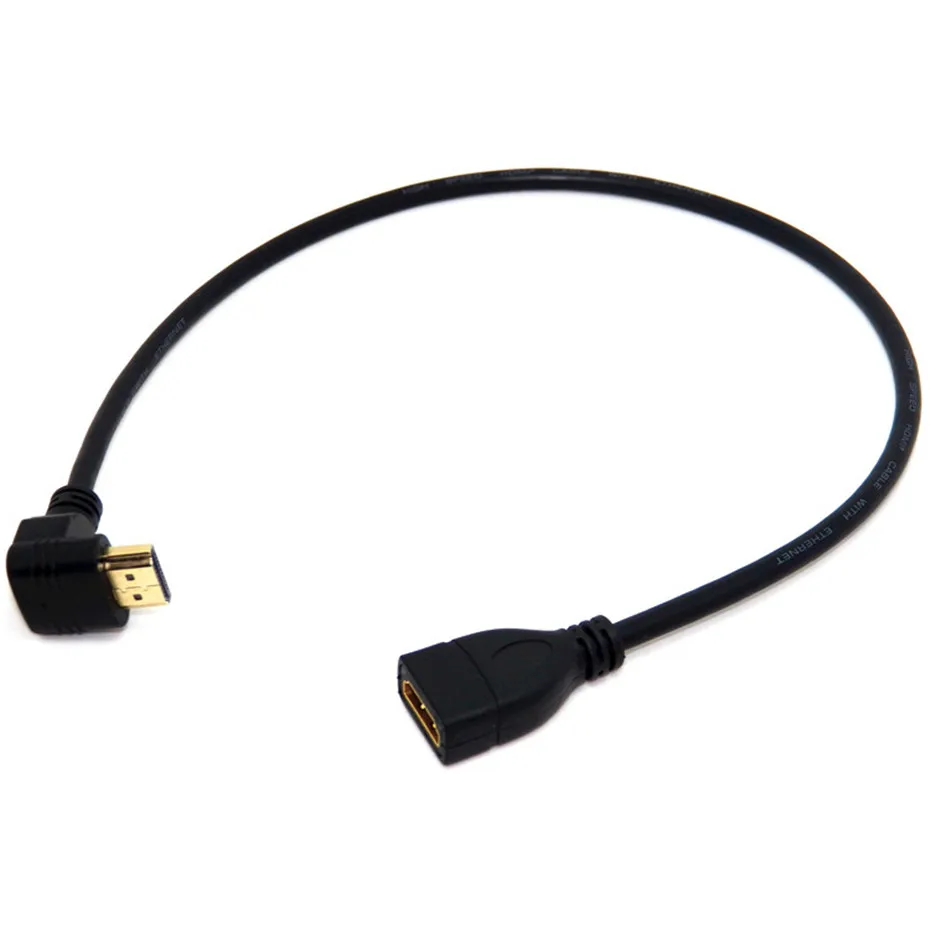 Кабель HDMI 90 градусов прямоугольный HDMI Мужской к HDMI Женский Кабель адаптер Разъем черный для DVD ТВ проектор 0,15 м 0,5 м