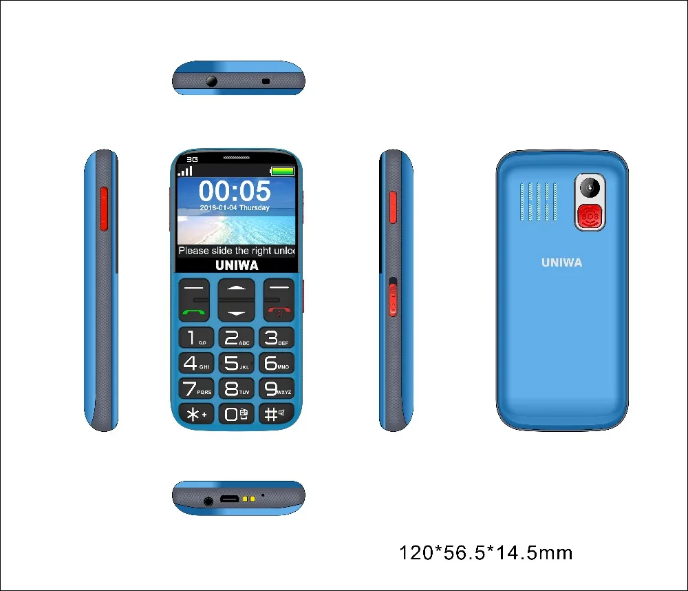 UNIWA V808G английская русская клавиатура 10 дней в режиме ожидания 3g WCDMA сильный фонарь Мобильный телефон большой SOS 3g мобильный телефон