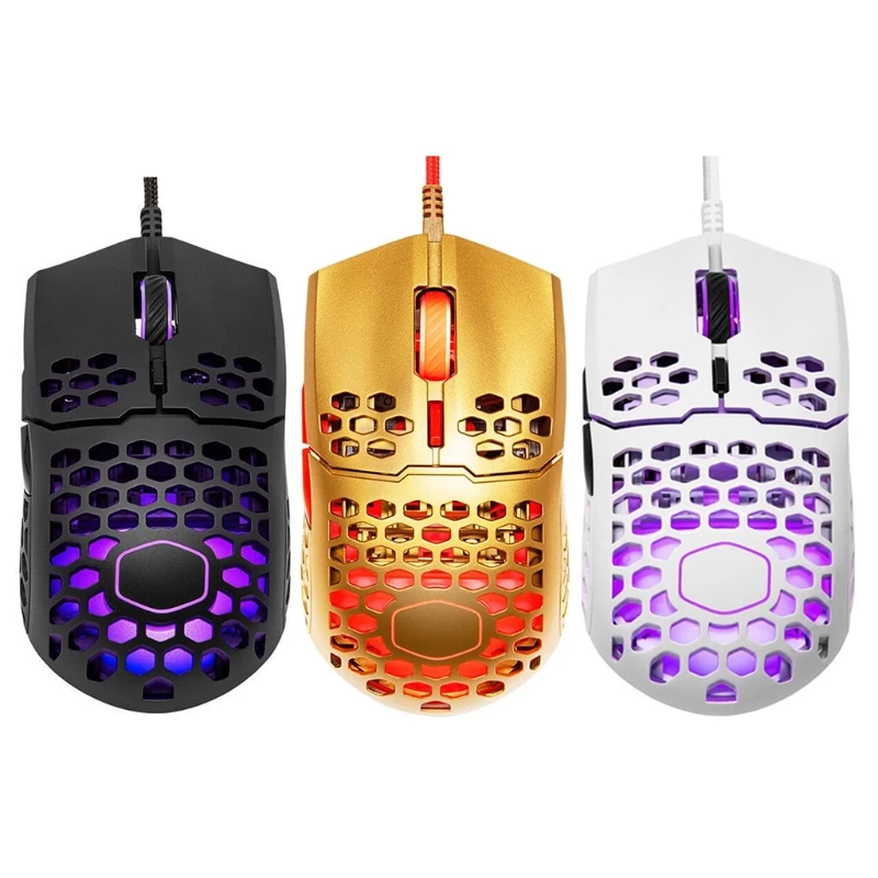 

MM711 Honeycomb Shell Gaming Mouse 16000 DPI Pixart PMW 3389 Optical Sensor Colorful RGB Backlit Light Wired Mice