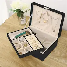 50% Hot Sales Women Jewelry Box Organizer 2 Layer Large Lockable Display Holder for Earring Ring Necklace Bracelet Bangle