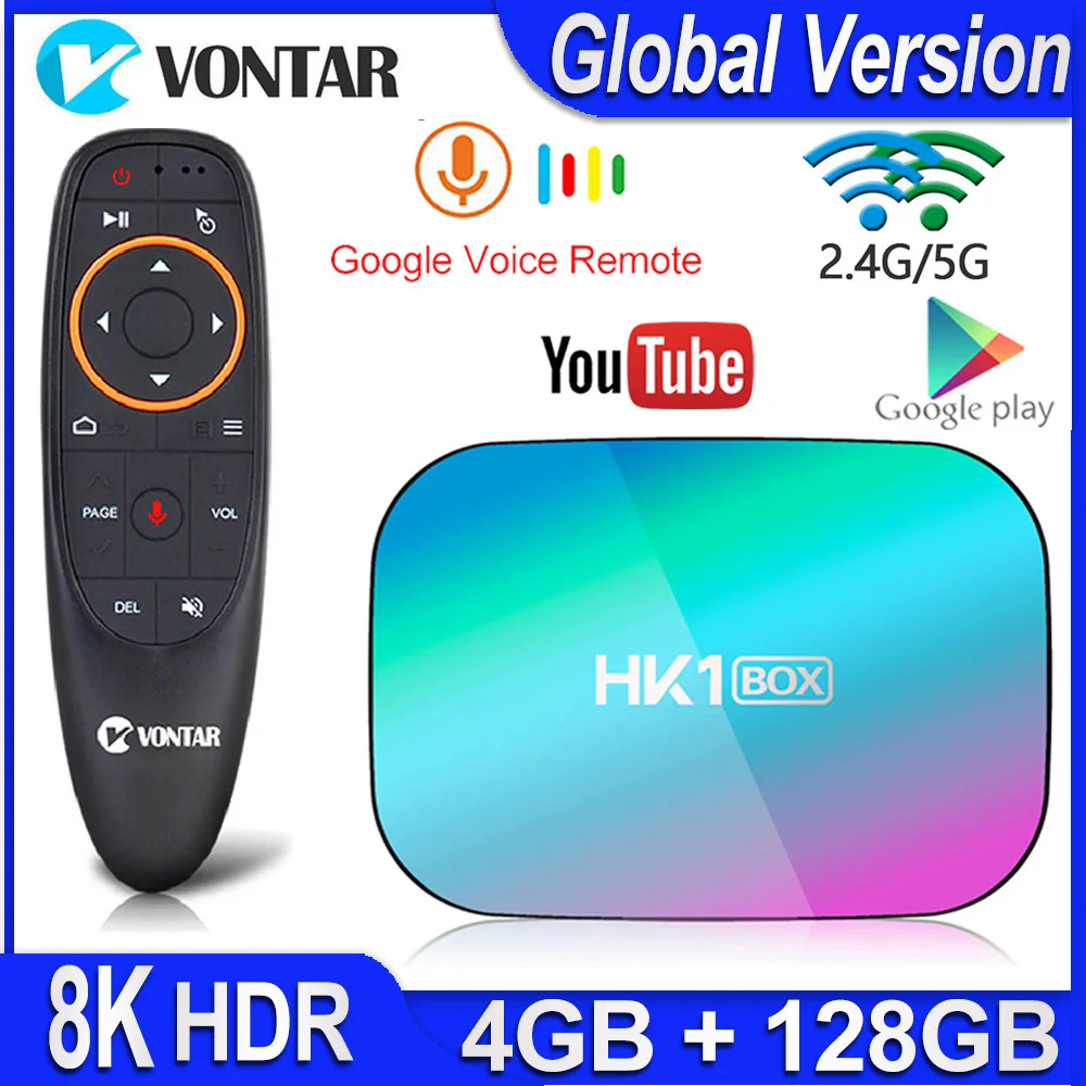 ТВ-приставка HK1 BOX 8K Max, 4 Гб 128 ГБ, Amlogic S905X3, Android 9,0, приставка для Smart TV, 4K, 1000 м, двойной Wi-Fi, Google Play, Youtube, ТВ-приставка - изображение