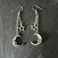 2021 new trendy moon dangle earrings for women temperament star moon pendant long tassel earring girl party jewelry gift