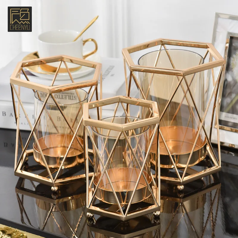 Пресс-форм подсвечники стенд современный скандинавский Золотой геометрический