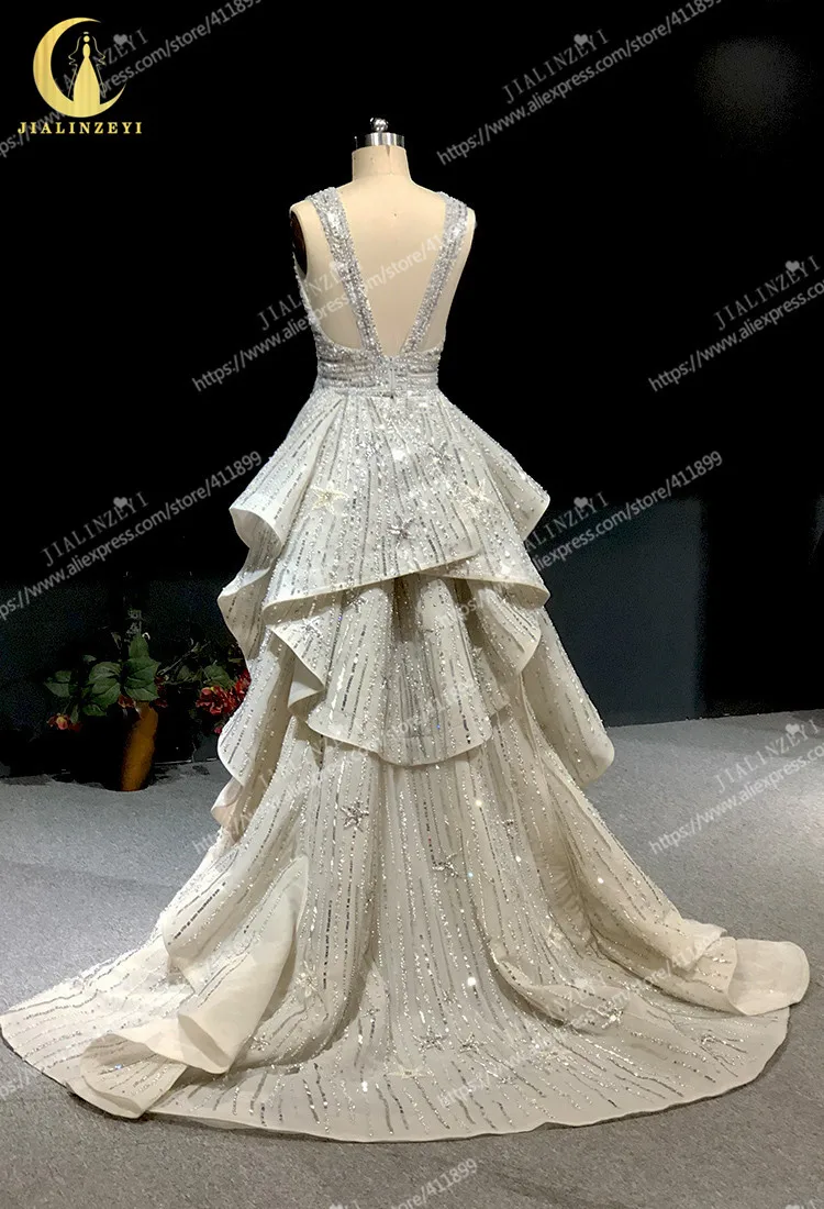 Rhine Real picture Zuhair Murad V Neck Sexy Luxurious Fashion Beads women evening dress long formal dresses