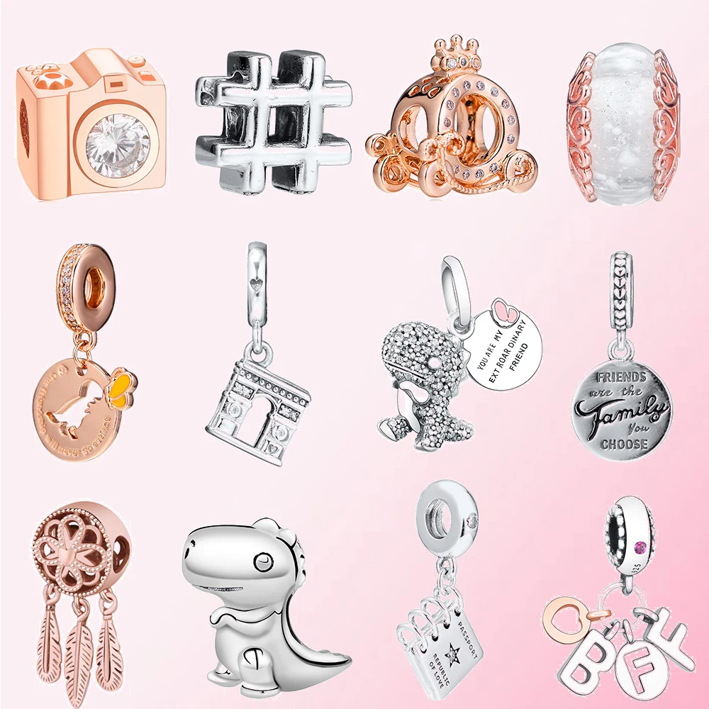 100% 925 пробы серебро 2019 ранняя фотокамера динозавр розовое золото Ловец снов