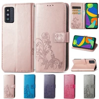 wallet four leaf clover leather case for samsung galaxy s22s21 plusultra s21s20 fe f52 m52 z flod 3 a03s a12 a13 a22 a32 a52