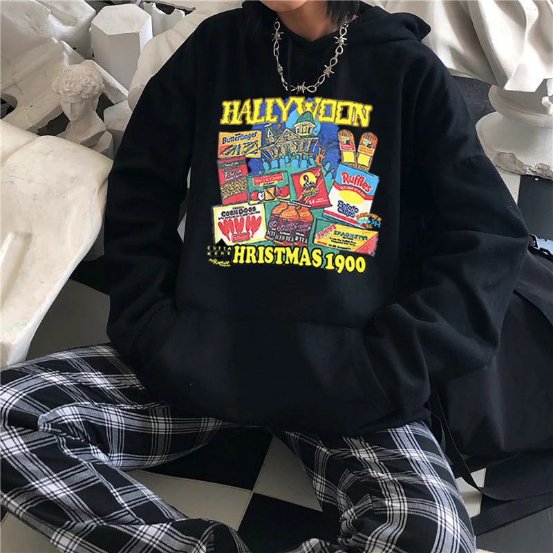 

Женский пуловер в стиле Харадзюку, черная, синяя, серая толстовка с круглым вырезом и надписью, большие размеры, Осень-зима 2021