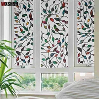200cm length static cling window film leaf privacy protection stained home decor glass sticker for window door cabinet table