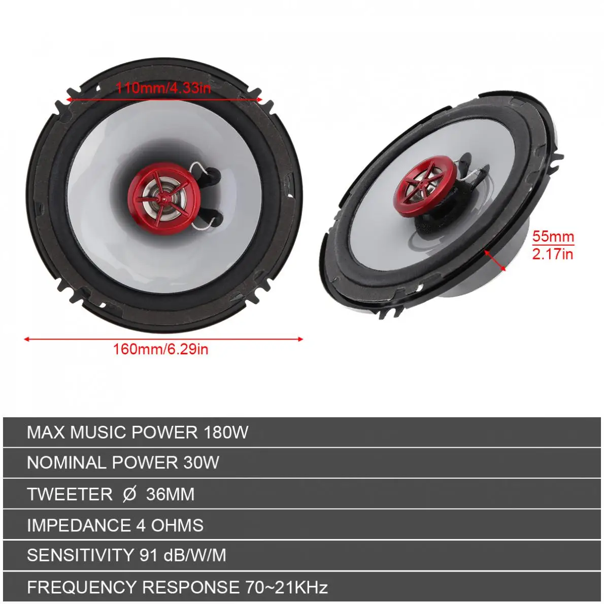 2 шт. автомобильные коаксиальные стерео динамики 6 дюймов|Коаксиальные колонки| |