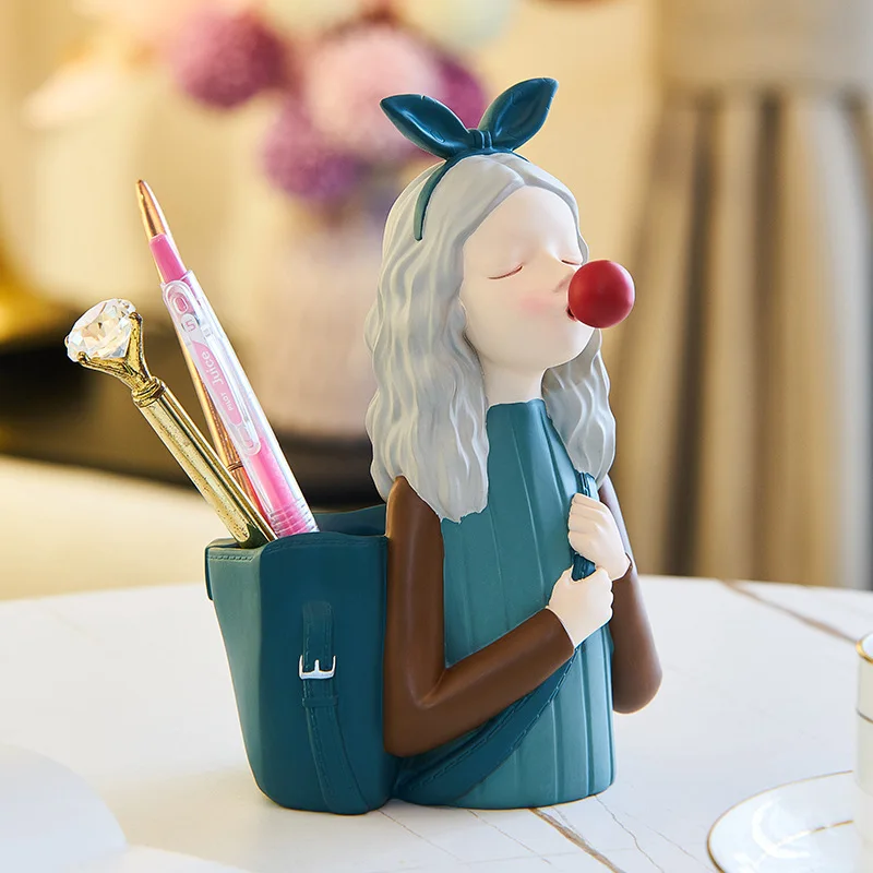 

Desktop storage Nordic creative lovely penholder desktop study bedroom girl heart decorative stationery storage supplies