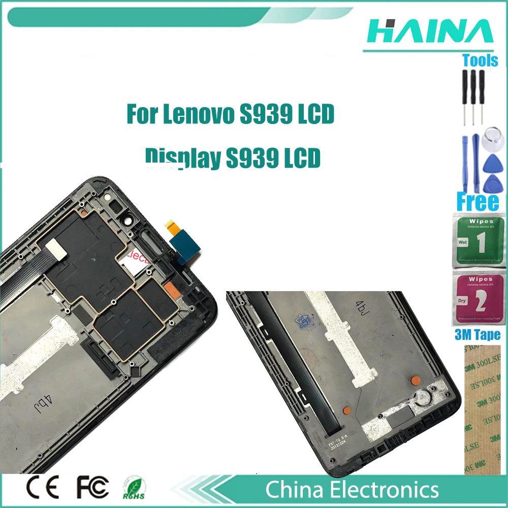 ЖК дисплей с рамкой 6 0 дюйма сенсорный экран для Lenovo S939 сменные детали|Экраны