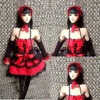 16 scale female soldier skirt set sexy red black splicing slim cosplay model accessories for 12inch action figure model
