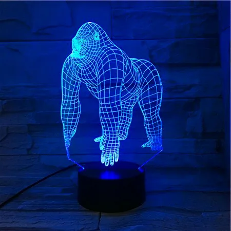 3D Светодиодная лампа в виде животных орангутанга гориллы шимпанзе с USB 7 цветов