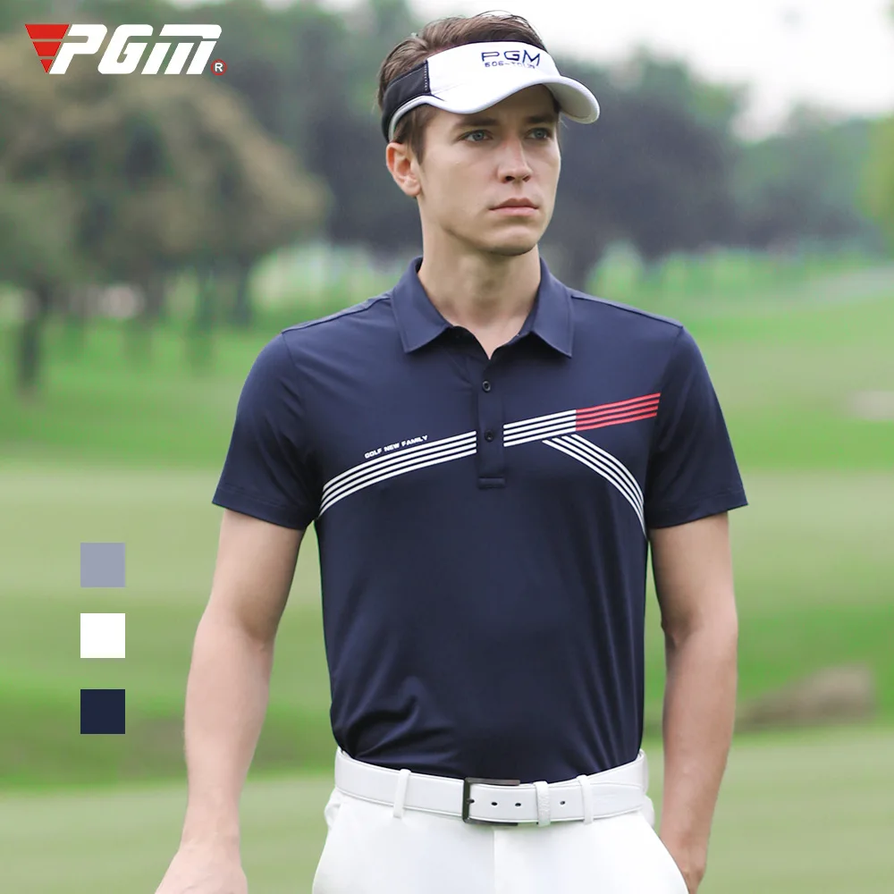 PGM summer golf clothing fashionable and comfortable men's short-sleeved t-shirt, breathable and quick-drying men's clothing