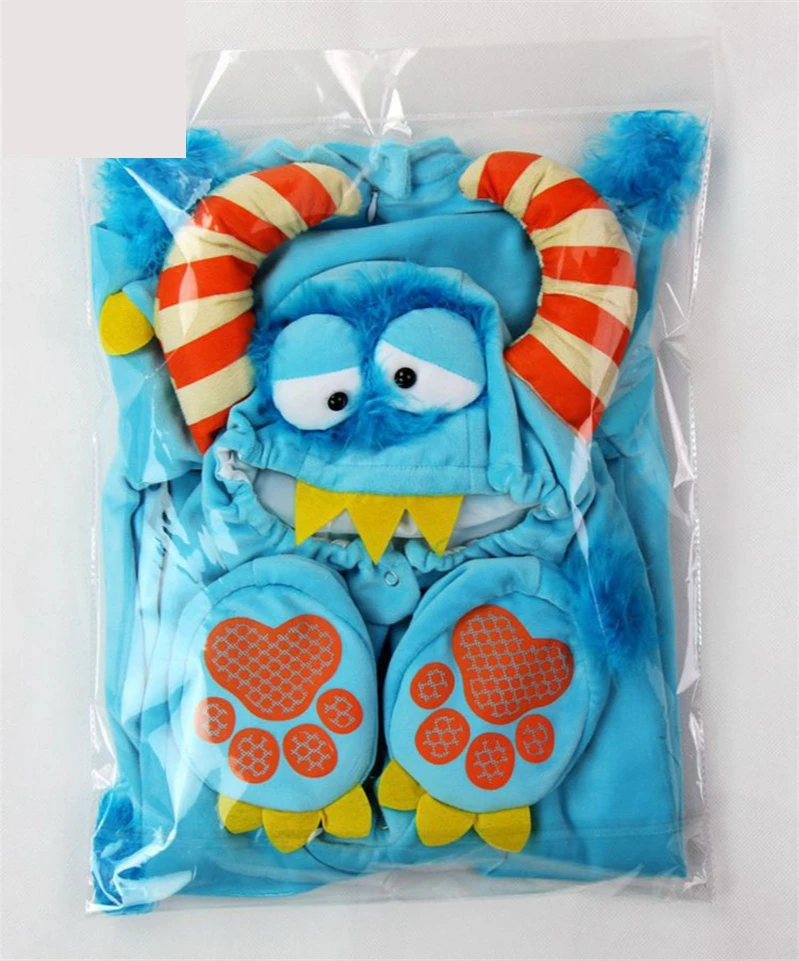 

1-2 Years Old Baby Cosplay One-piece Blue Furry Hooded Mascot Costume Animal Costume Performance Costume