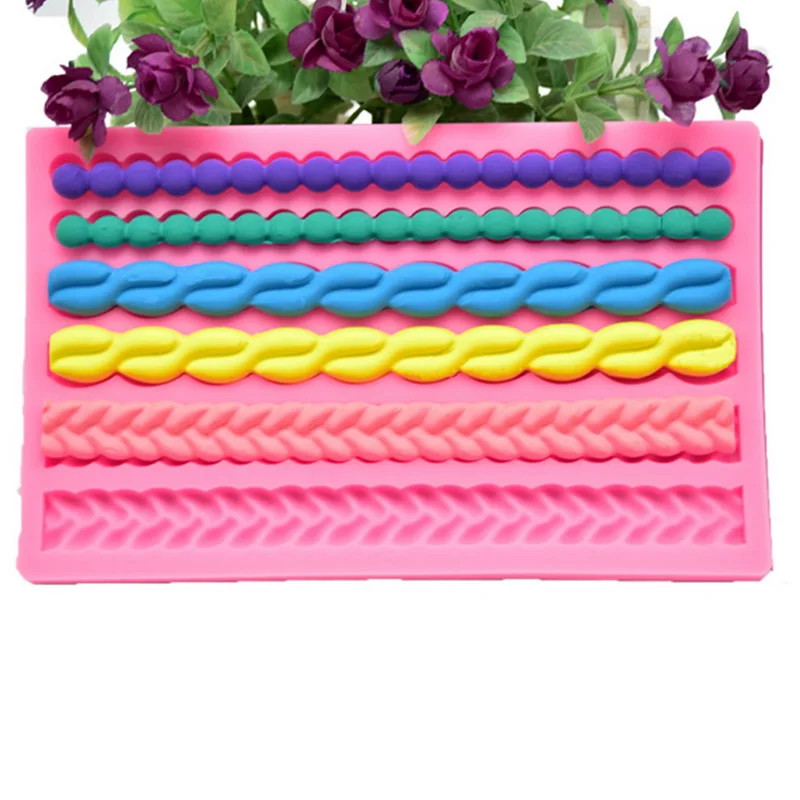 3D перламутровые трикотажные веревки силиконовые помадные формы для украшения