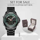 NAVIFORCE Роскошные мужские часы с коробкой водонепроницаемые кварцевые часы из нержавеющей стали набор для продажи мужские военные цифровые спортивные мужские часы
