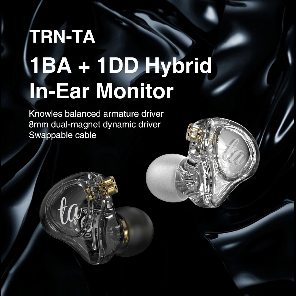 Гибридные наушники TRN TA 1DD Knowles 1BA Hi-Fi музыкальные спортивные наушники-вкладыши IEM