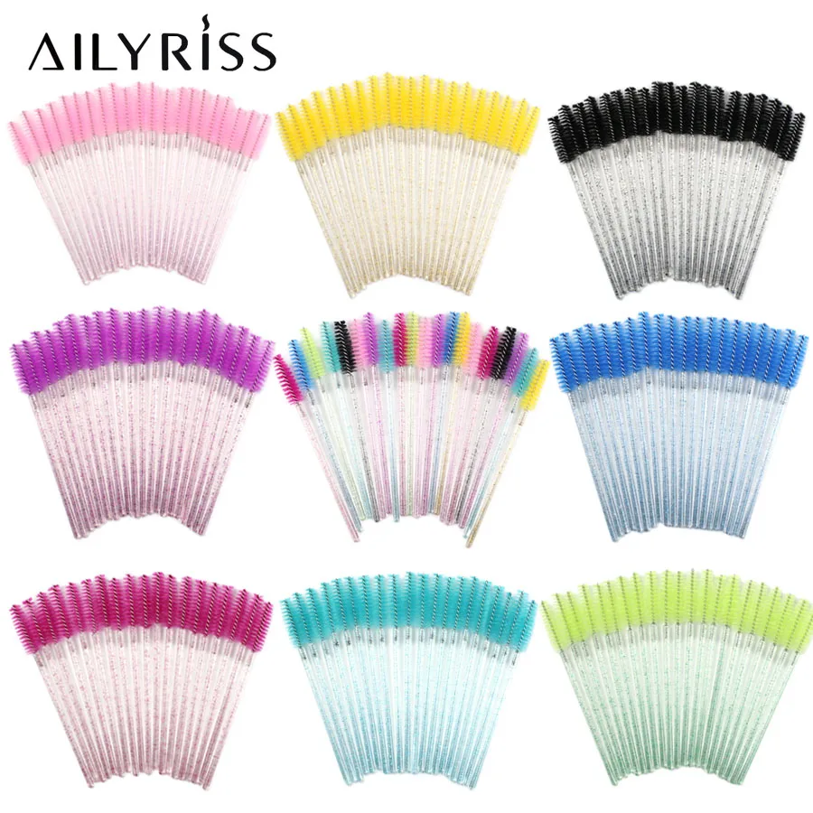 500pcs Shiny Disposable Eyelash Applicator Wands Curler Brush Set Mascara Eyebrow Spoolers Comb Wands Spoolies Brushes