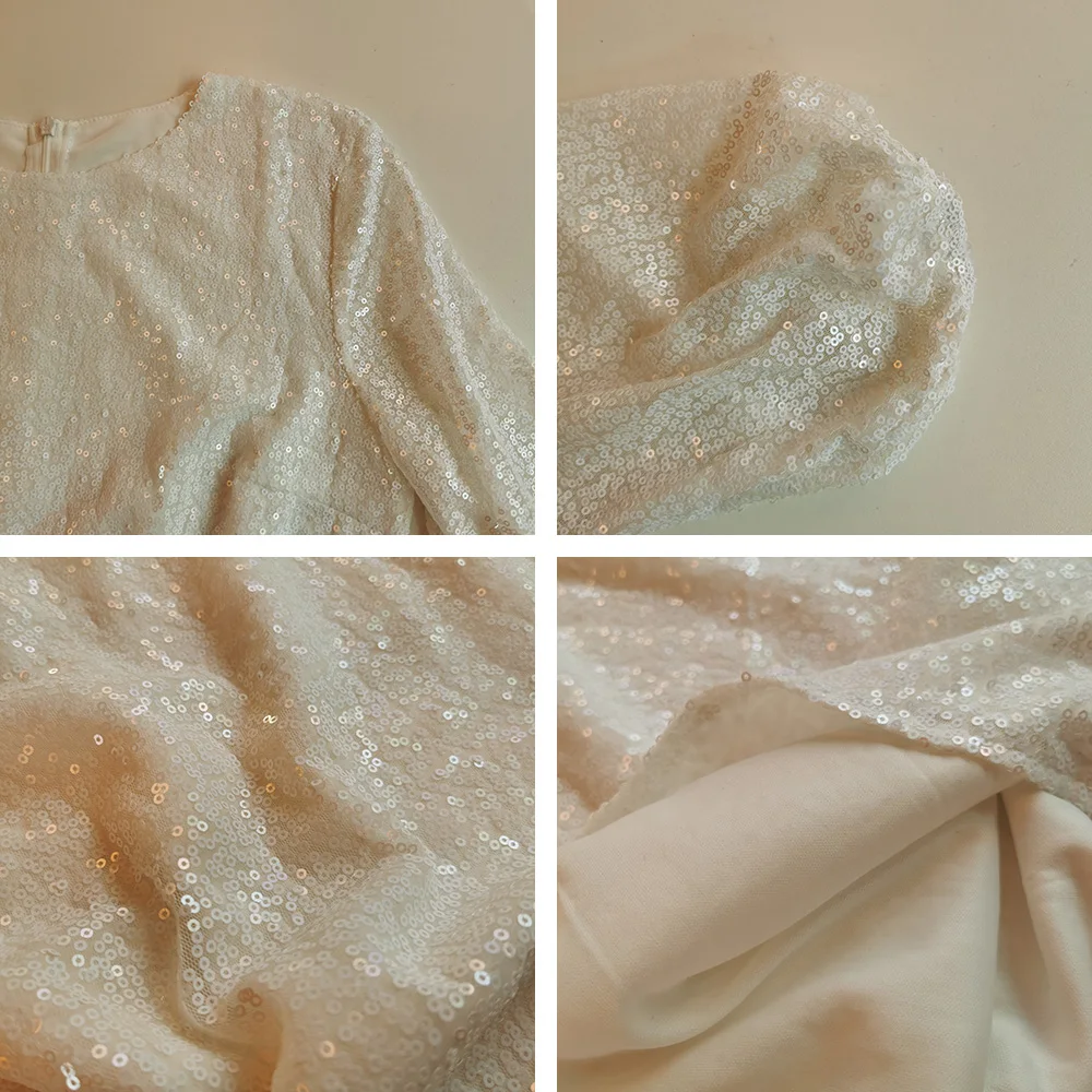 

White Sequined Women Mini Dress Elegant Fashion Slim Club Prom Party Dress African 2020 Summer Long Sleeve Bodycon Sheath Robe