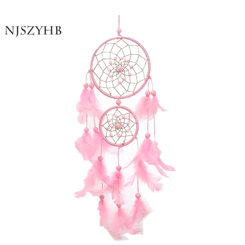 Розовая подвеска в виде двух колец Ловец снов розовая серия автомобильных