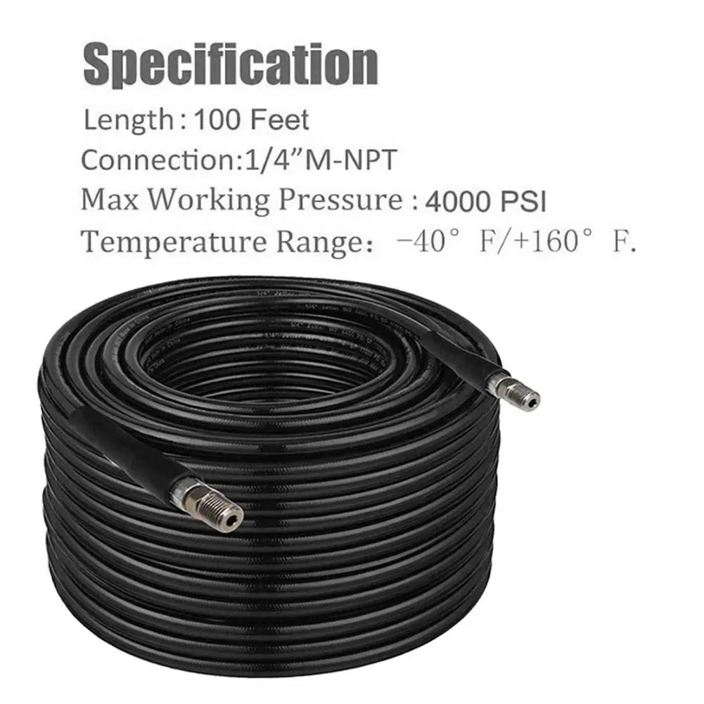 

Nozzles Kit 1/4 Inch100ft Drain Cleaning Hose Button Nose Rota SewerJetting Nozzle Orifice 4.0 4.5 5800 PSI For Pressure Washer