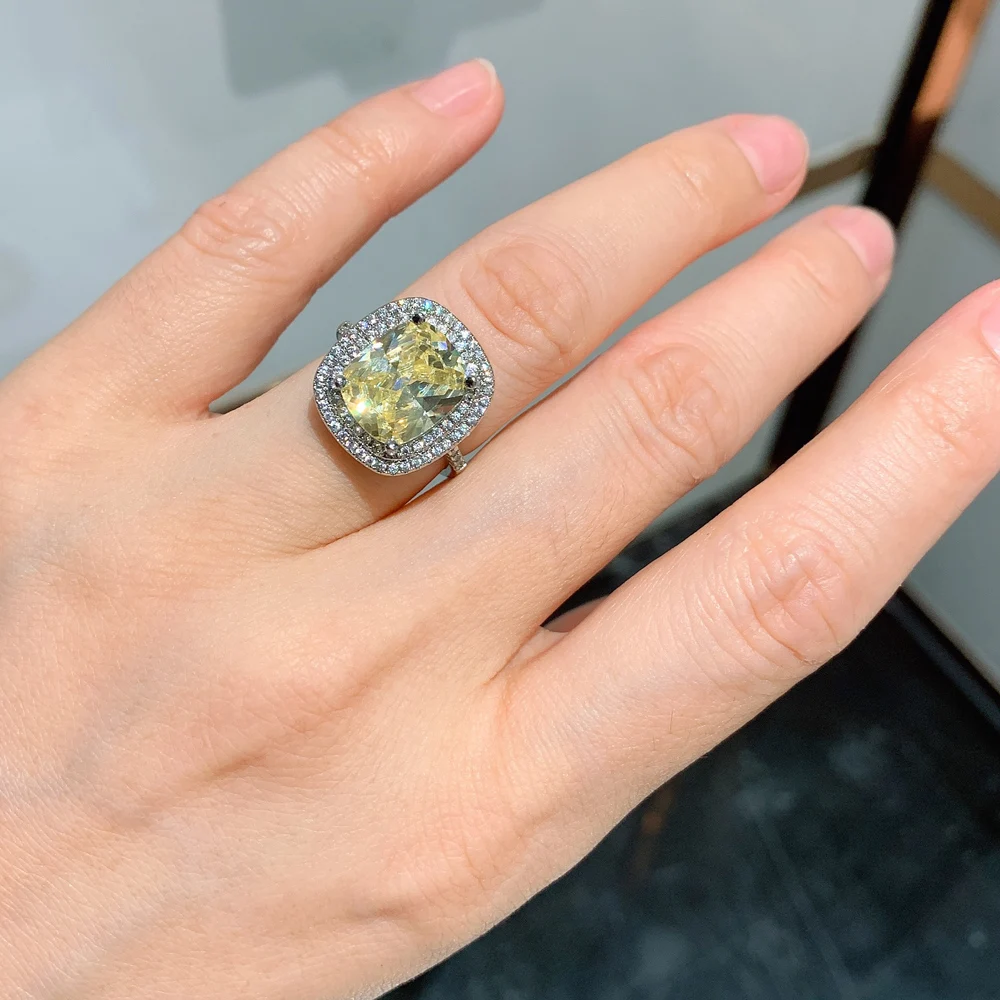 

2020 Fashion 10*12MM 8CT Square Cut Citrine Pink Gemstone Rings For Women Wedding Festival Birthday Fine Jewelry Gifts