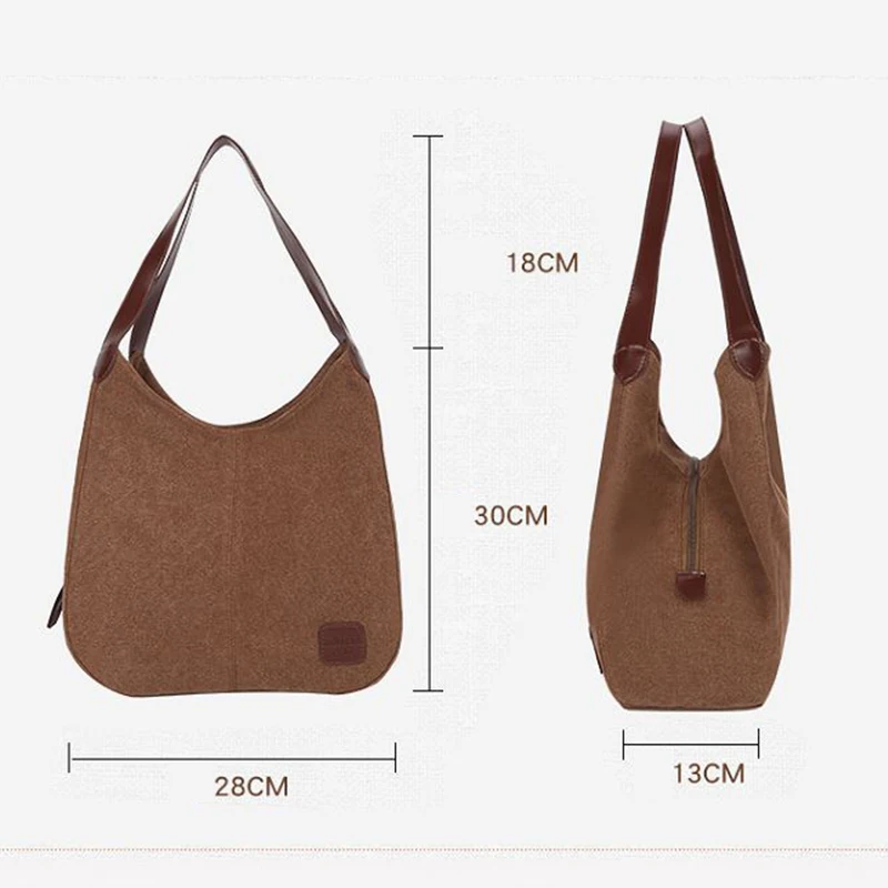

Vintage Canvas Handbag Women Large Capacity Shoulder Bag Casual Handle Bag Fashion Hot Lady Shopping Handbag bolso