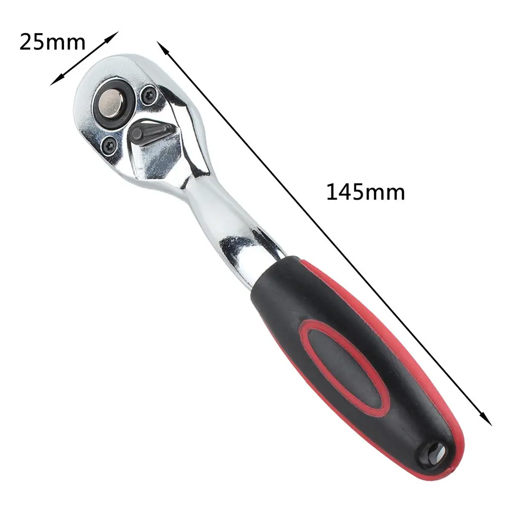 

New 1/4" 3/8" 1/2" Ratchet Wrench Quick Release Single-end Chrome Steel Wrench Plastic Handle Professional Repairing Tool