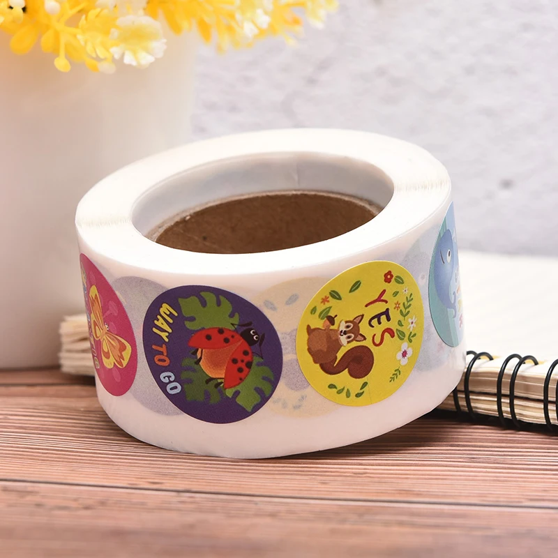 

500 Pcs/roll Round Label Sticker Cute Stickers For Scrapbook Stationery Sticker Animals Round Cute Stickers