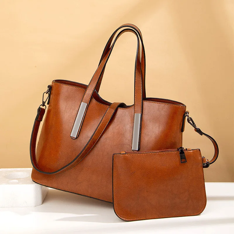 

Большая женская сумка в стиле ретро на осень и зиму, сумка из искусственной кожи с рисунком в виде питота, сумка-мешок через плечо, Портативн...