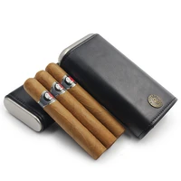 guevara portable leather cigar case humidor 3 tubes holder mini humidor box travel cigars accessories with gift box