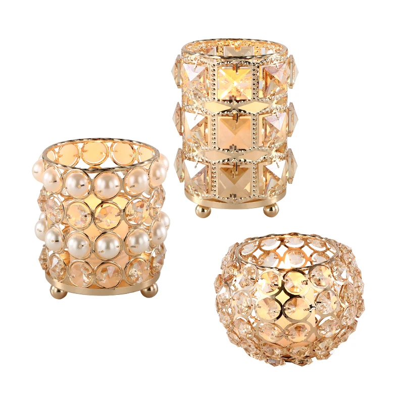 

European Crystal Candle Holder Ornament Romantic Candle Cup Aromatherapy Candle Holder Light Luxury Porta Vela Room Decor BS50ZT