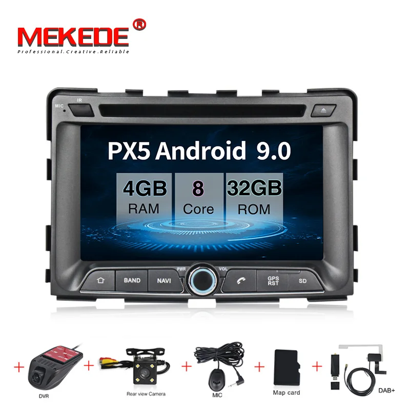 MEKEDE 1024x600 Android 9,0 Octa Core PX3 Fit SsangYong RODIUS автомобильный dvd-плеер навигация gps поддержка 4G радио - Цвет: 32G CAMERA DVR DAB