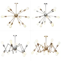 american industrial style retro chrome golden color satellite spider chandelier electroplating multi head st64 edison bulb