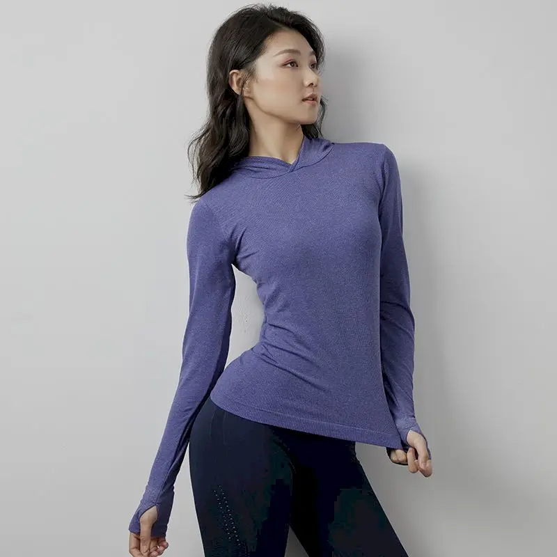 

Female Running Jacket Long-sleeved Hoodie Diagonally Symmetrical Dark Pattern Women Seamless Knitting Moisture-wicking Sports