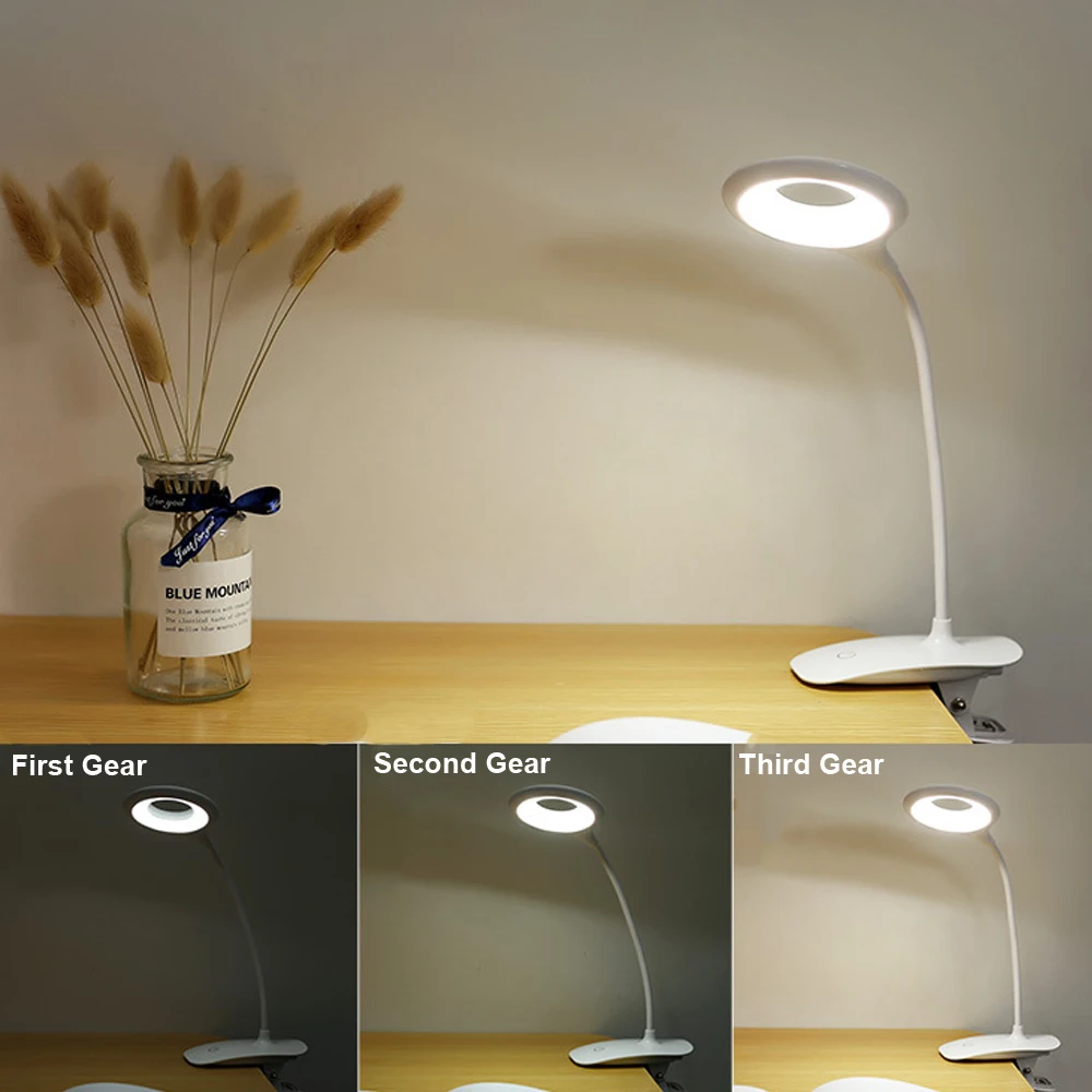 

Кольцевой светильник для чтения с 16 светодиосветодиодный и зажимом для глаз, настольная лампа с питанием от USB, светодиодный ная настольная лампа для спальни, прикроватного столика