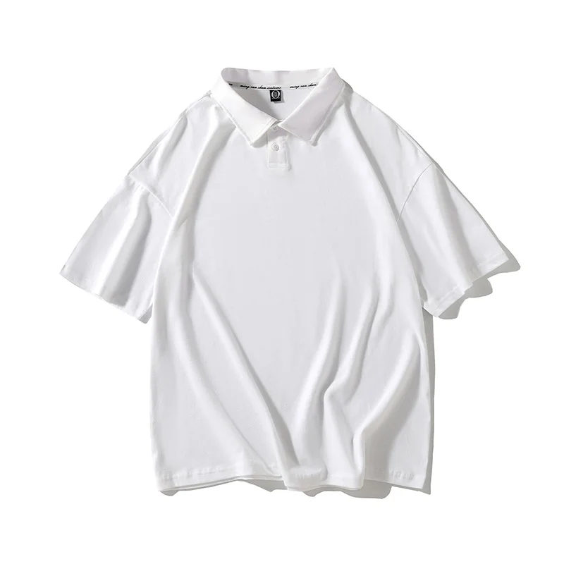 

2021 Summer Casual Polo Shirt Unisex Short Sleeve Sold Color Oversized Polo Shirts Drop Shoulder Polo Shirt For Men Plus Size