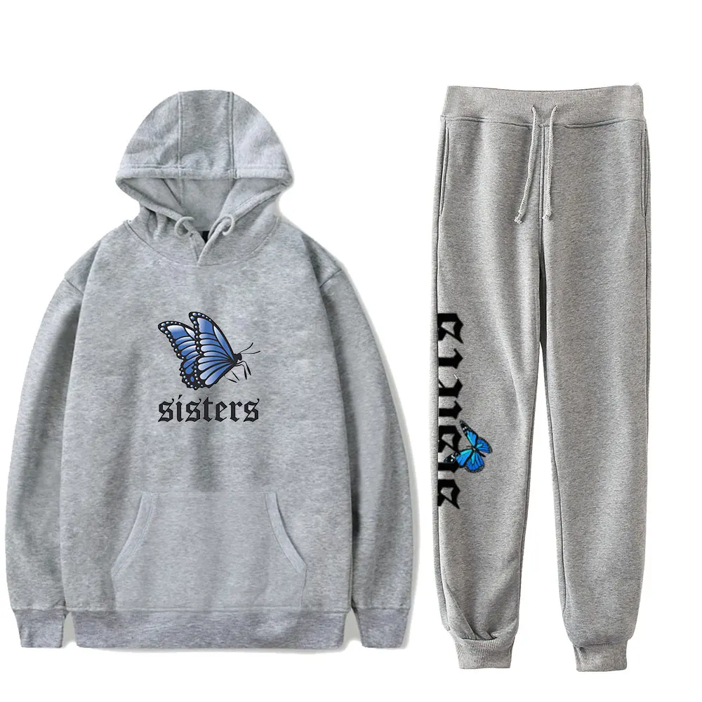

Fashion Cool James Charles Blue Butterfly SISTERS Kpop Hoodies Sweatshirt Suits Winter Hoodies+jogger Pants Stylish Casual Sets