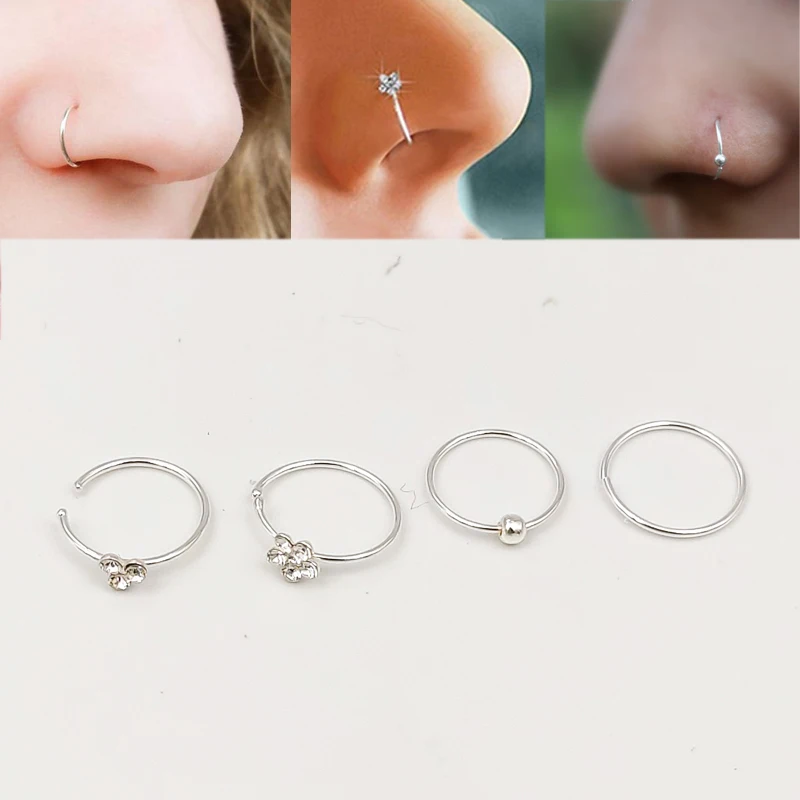 16 шт./упак. кольцо для носа из стерлингового серебра 925 пробы 22 г Huggie Cartilage tragus helix septum серьги-кольца