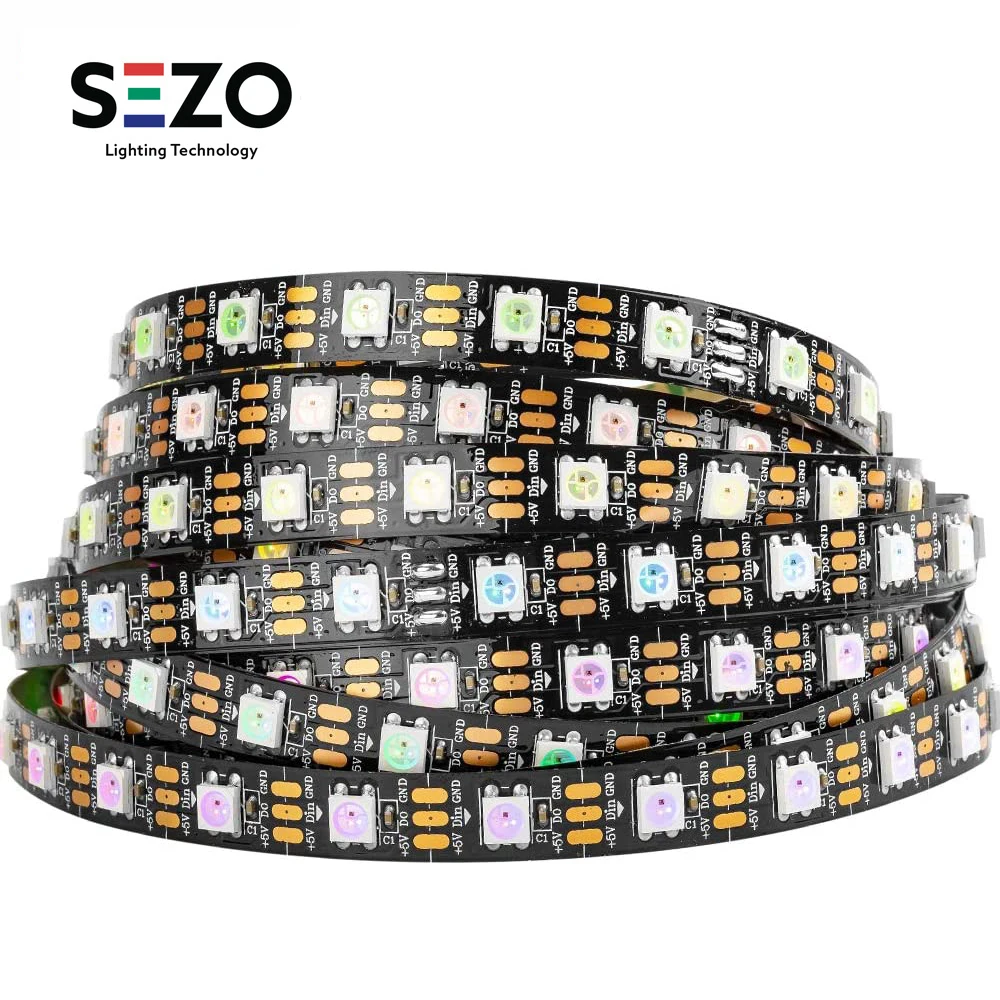Светодиодная ленсветильник WS2812B WS2811 WS2815, RGB двойной сигнал, s-образная индивидуальная Адресуемая лампа, 60 светодиодов, 5 В, 12 В, 1 м, 5 м