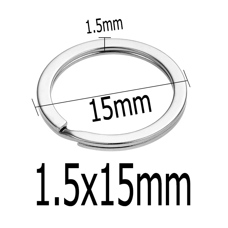 Flat 1.5x15mm 10 шт./лот Нержавеющая сталь Отверстие Ключ Брелок для ключей 20/23/25/28/30/33/35 мм Для женщин Сталь круглый Разделение милый брелок подарки для Для мужчин - Цвет: Flat 1.5x15mm