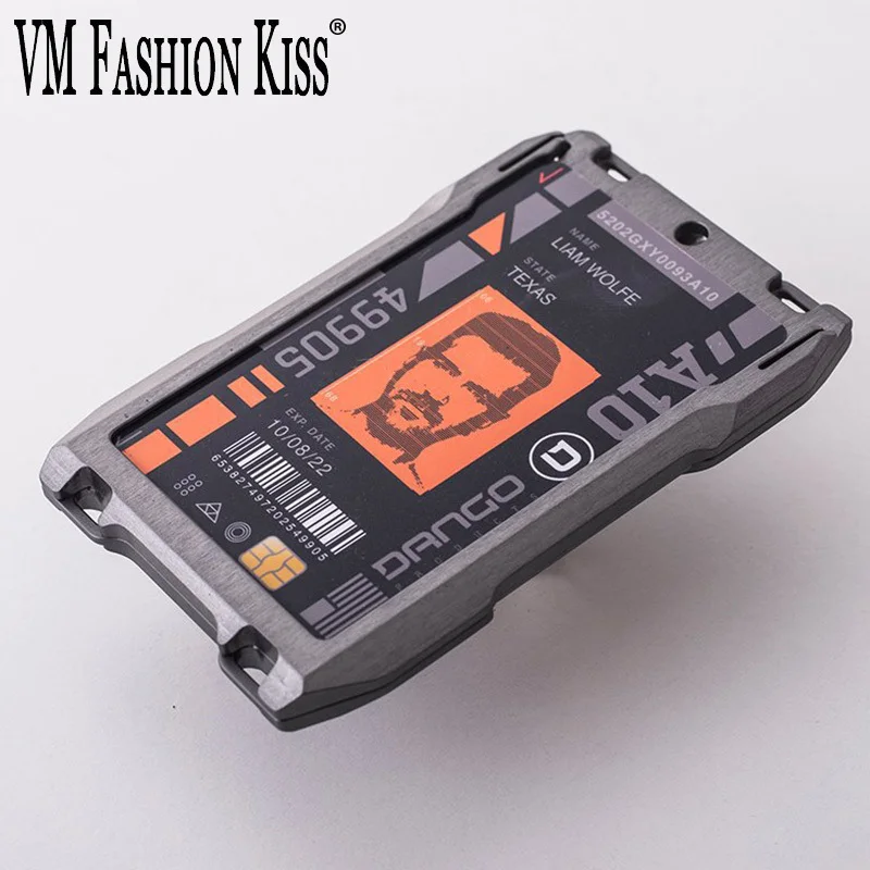 VM FASHION KISS Metal RFID Cardholder Wallet Men Business Badge Credit Card Holder Aviator Minimalist Wallet ID Card Tarjetero